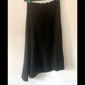 Vince 4 Asymmetric High Waist Black Knit Midi Skirt